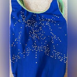 Garland Activewear‎ Workout Leotard, Blue Sequined, AXS
